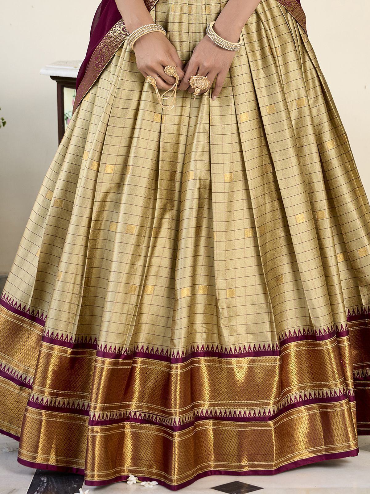 Brown Astonishing Zari Weaving Silk Traditional Lehenga Choli With Dupatta