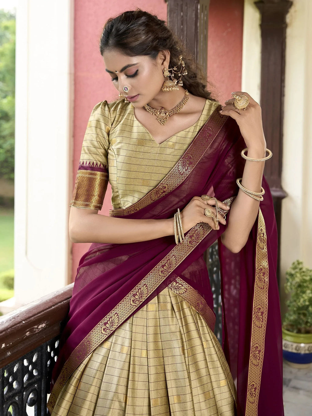 Brown Astonishing Zari Weaving Silk Traditional Lehenga Choli With Dupatta