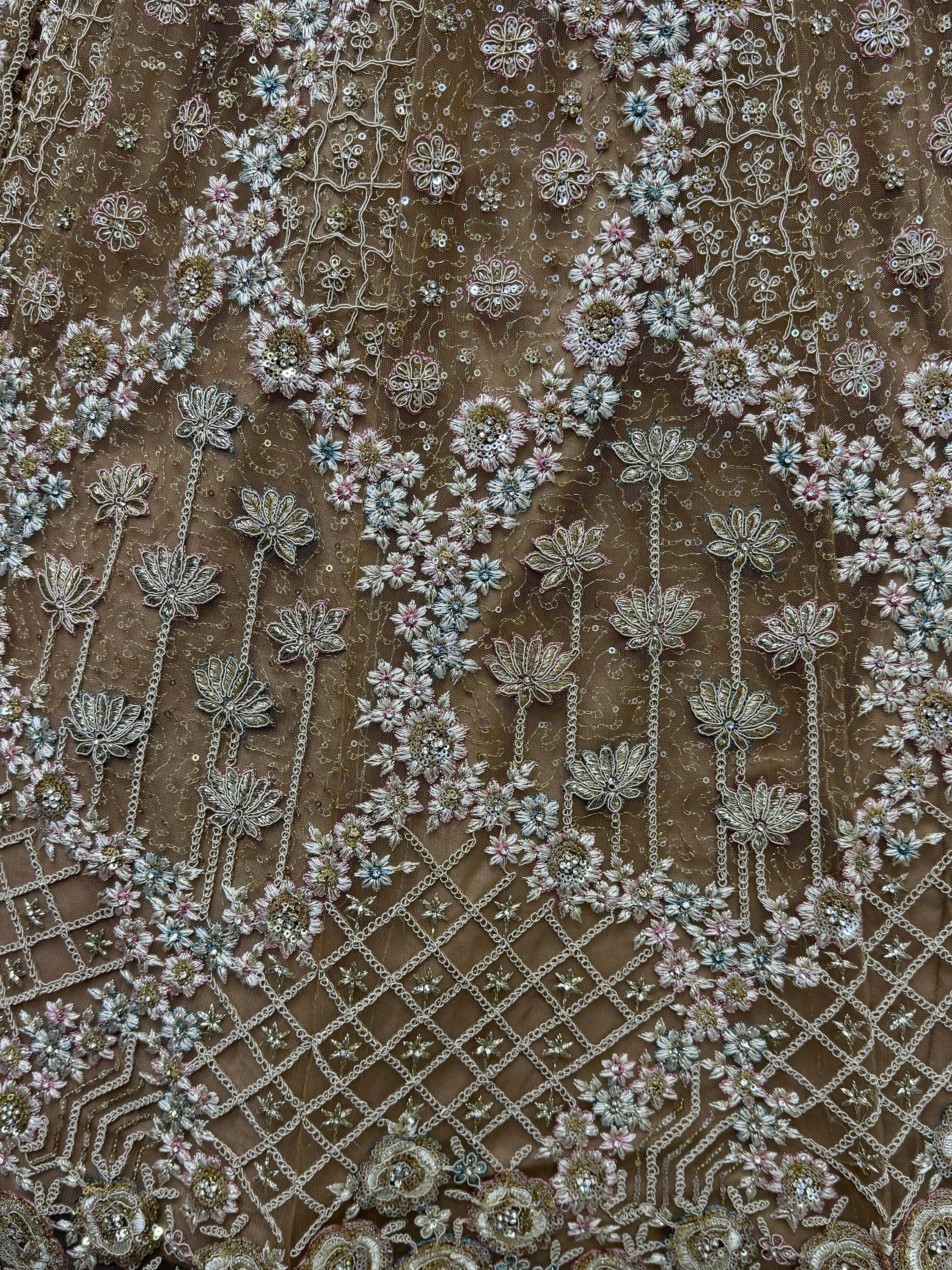 Attractive Wonderful Zircon Work Net Bridesmaid Lehenga Choli With Dupatta