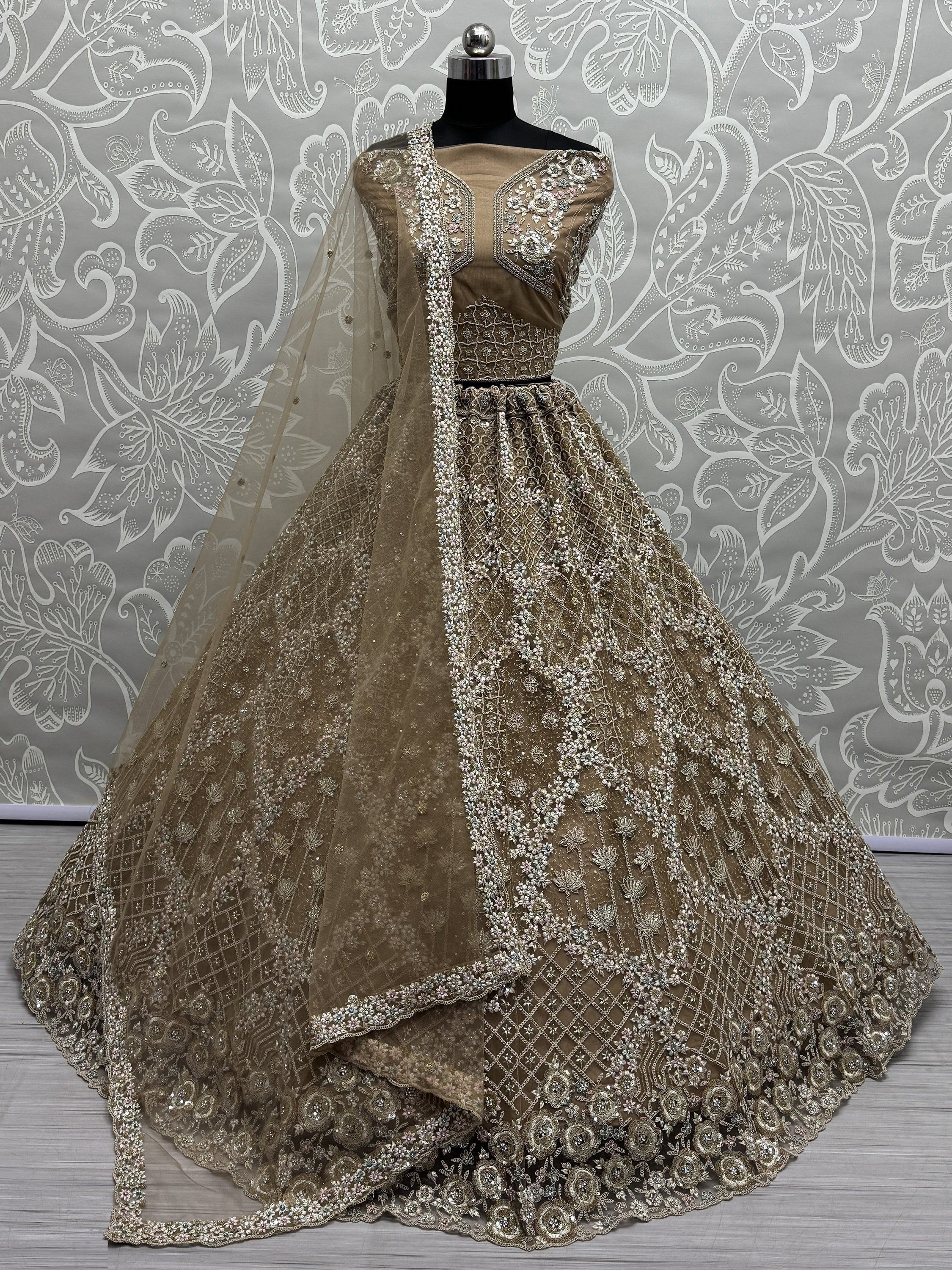 Attractive Wonderful Zircon Work Net Bridesmaid Lehenga Choli With Dupatta