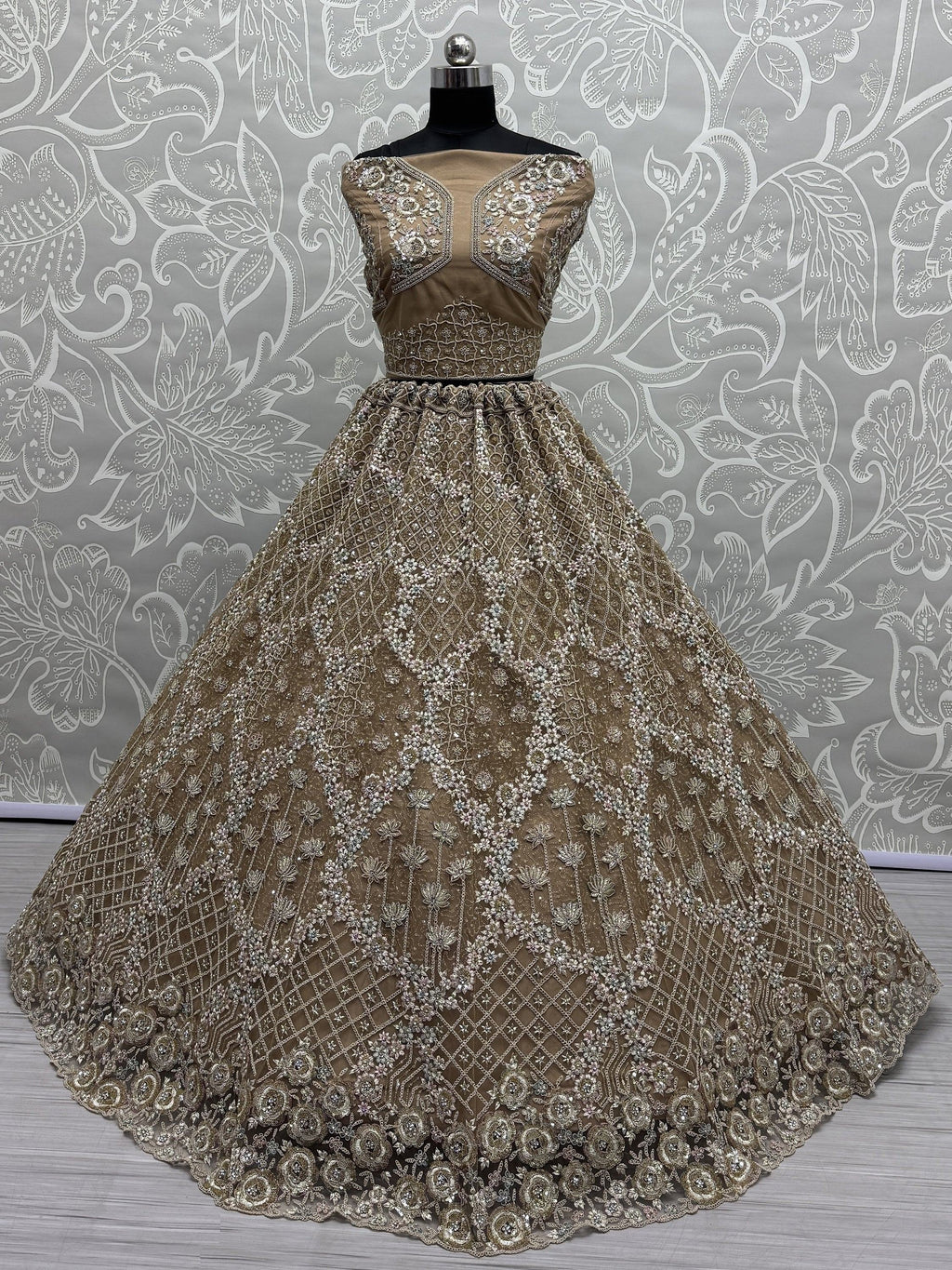Attractive Wonderful Zircon Work Net Bridesmaid Lehenga Choli With Dupatta