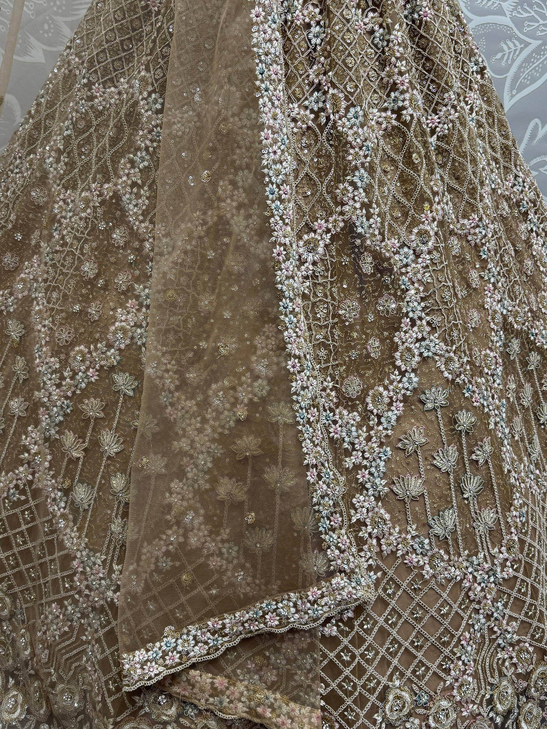 Attractive Wonderful Zircon Work Net Bridesmaid Lehenga Choli With Dupatta