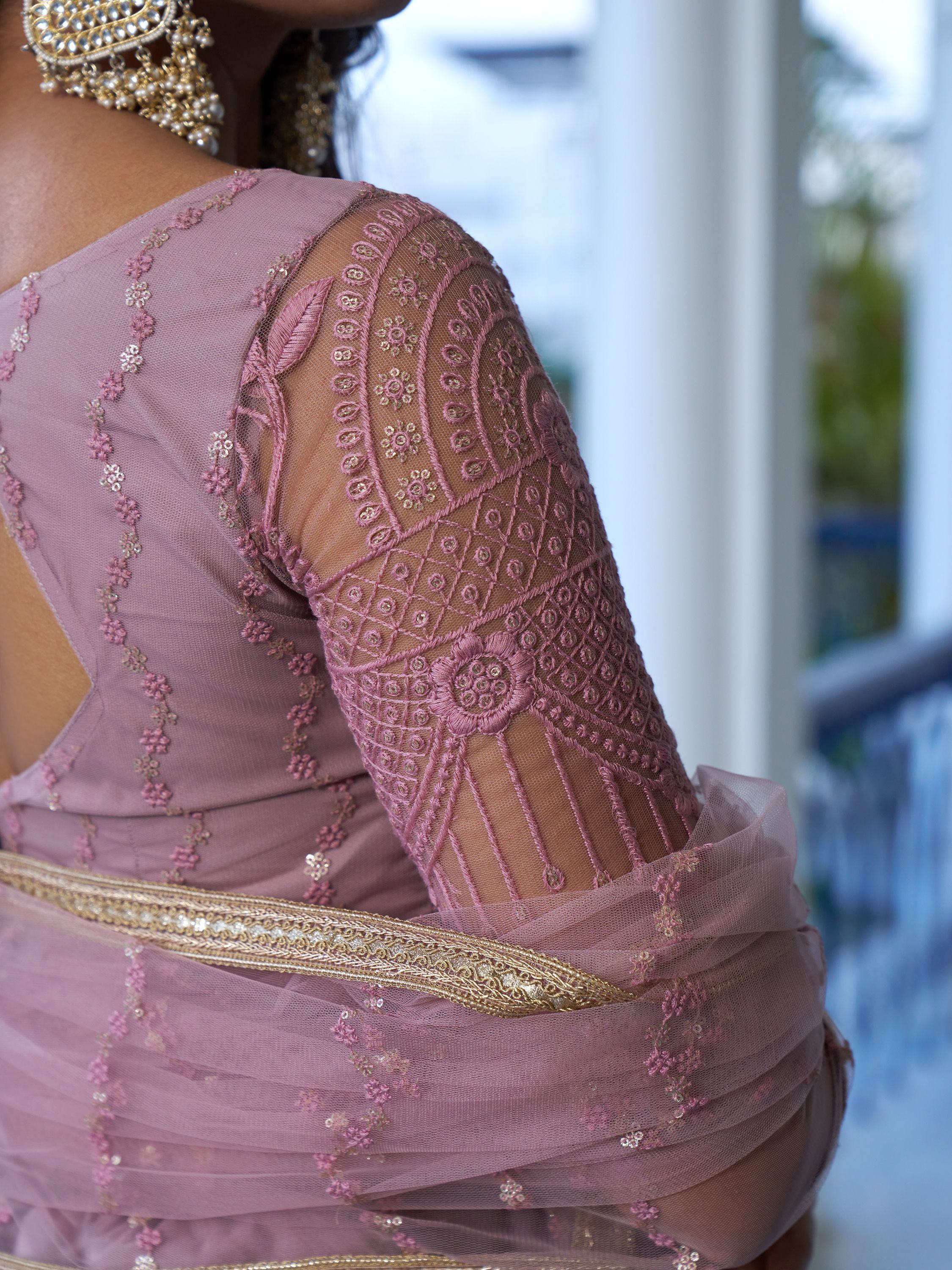 Attractive Purple Embroidered Net Bridesmaid Lehenga Choli