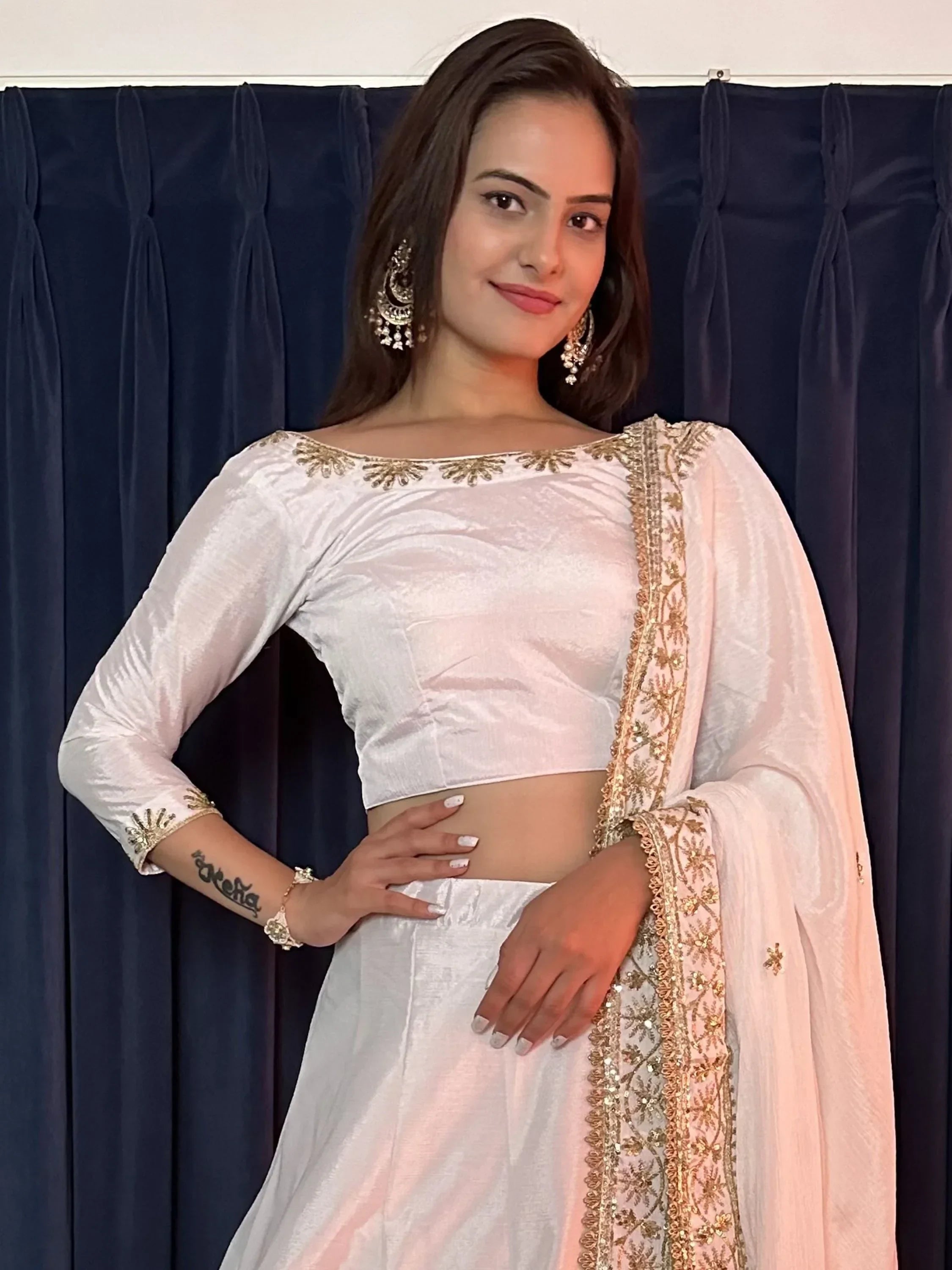 Attractive White Sequins Silk Event Wear Lehenga Choli With Dupatta