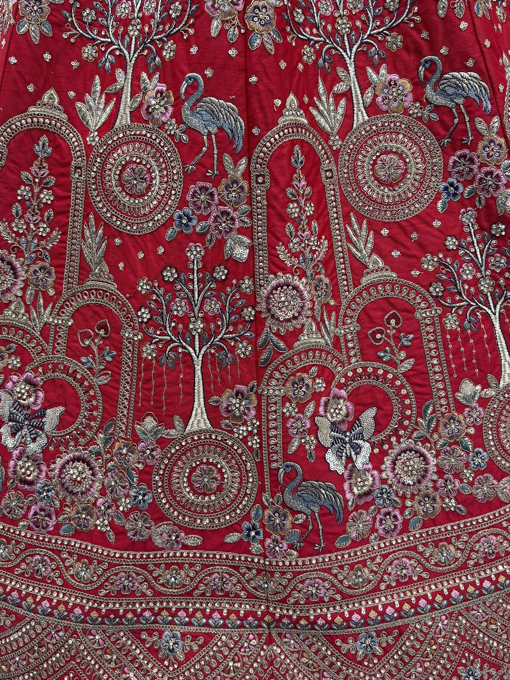 Red Awesome Embroidered Silk Bridal Lehenga Choli With Double Dupatta