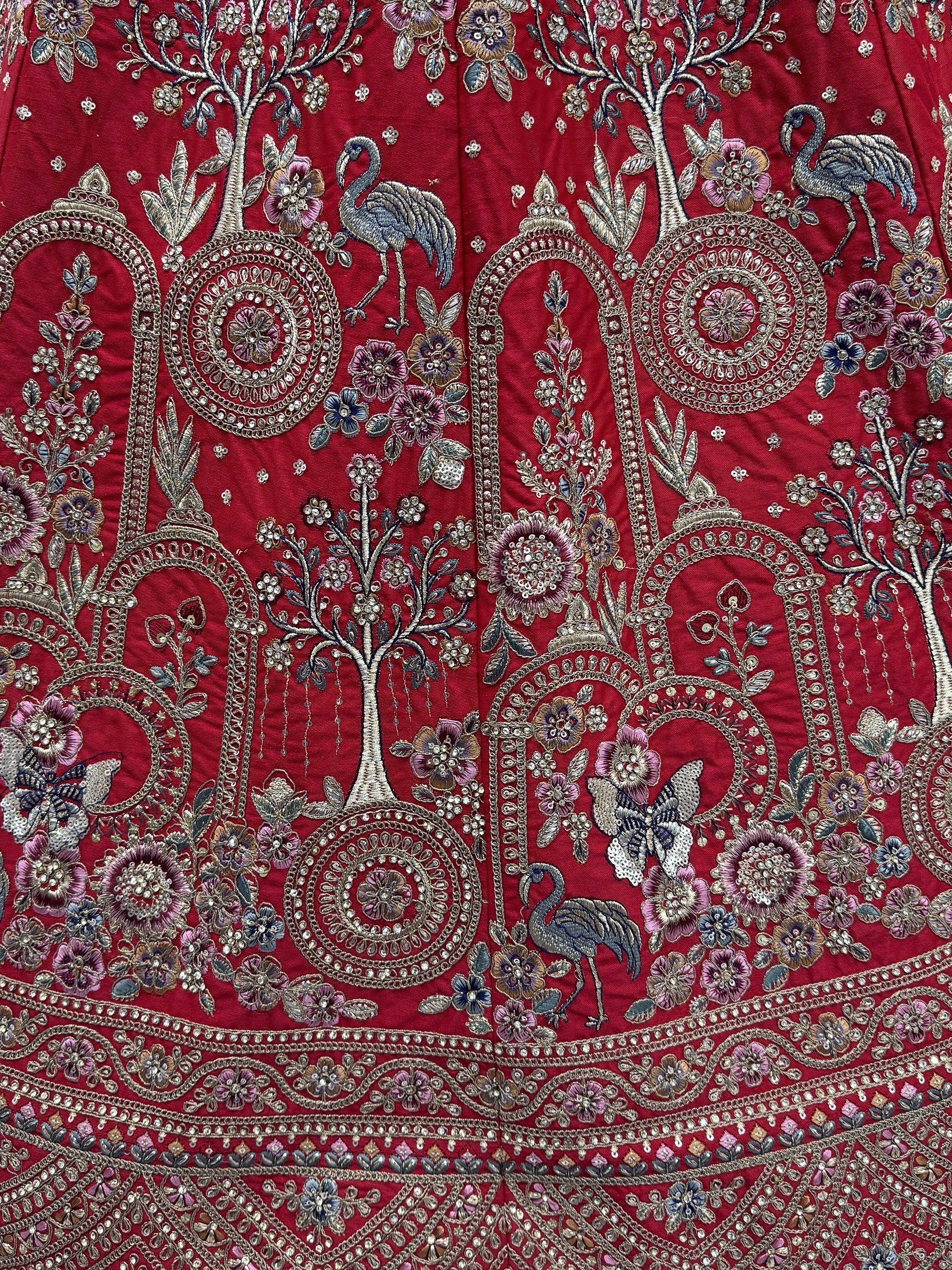 Red Awesome Embroidered Silk Bridal Lehenga Choli With Double Dupatta