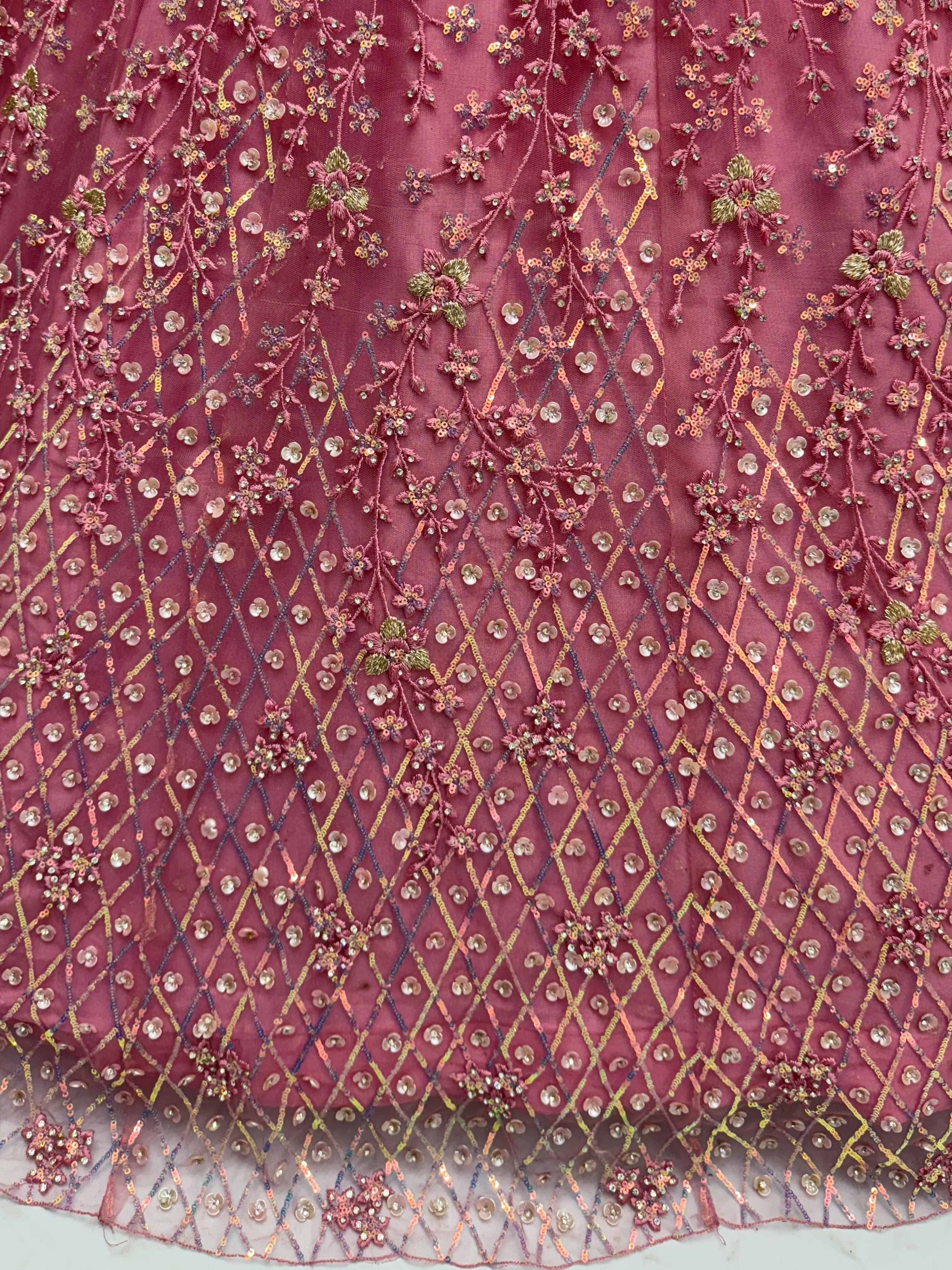 Pink Fantastic Net Multi-Thread Work Wedding Lehenga Choli