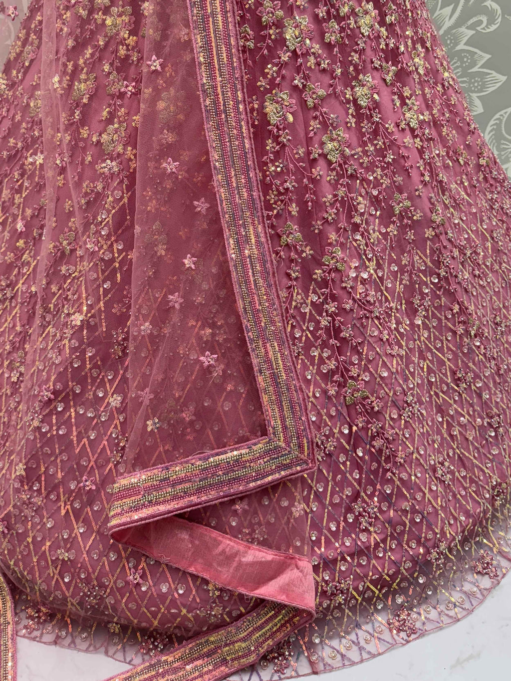 Pink Fantastic Net Multi-Thread Work Wedding Lehenga Choli