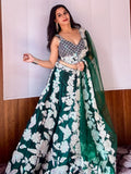 Beautiful Green Sequins Georgette Designer Lehenga Choli With Dupatta