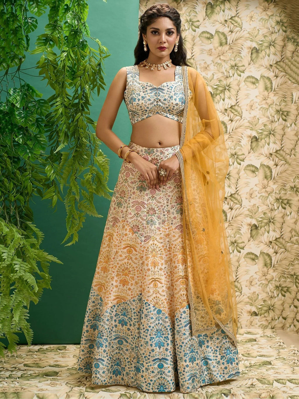 Beautiful Multi Color Digital Printed Art Silk Event Wear Lehenga Choli