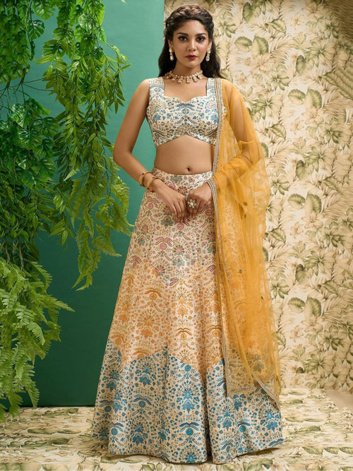 Beautiful Multi Color Digital Printed Art Silk Event Wear Lehenga Choli
