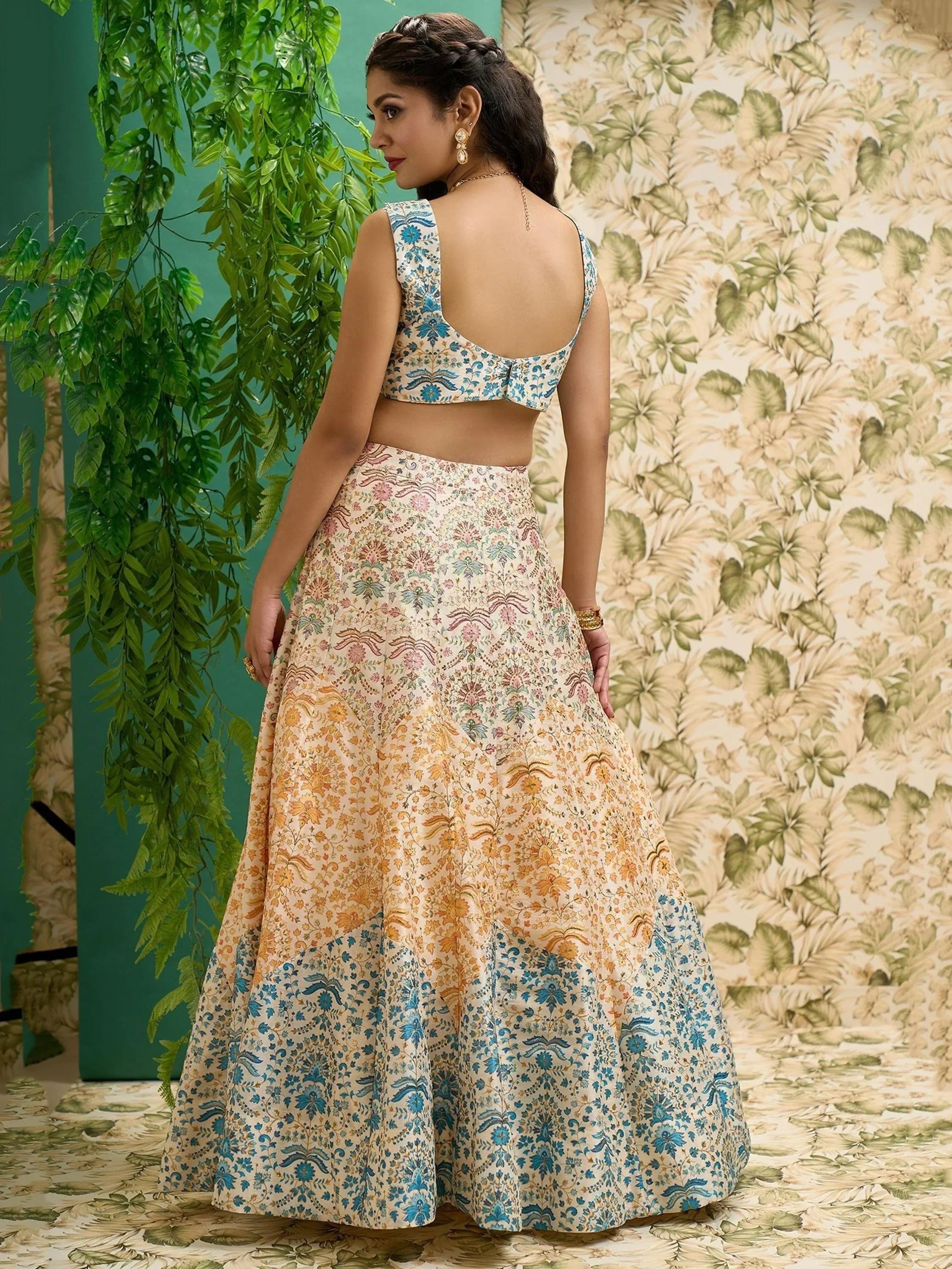 Beautiful Multi Color Digital Printed Art Silk Event Wear Lehenga Choli
