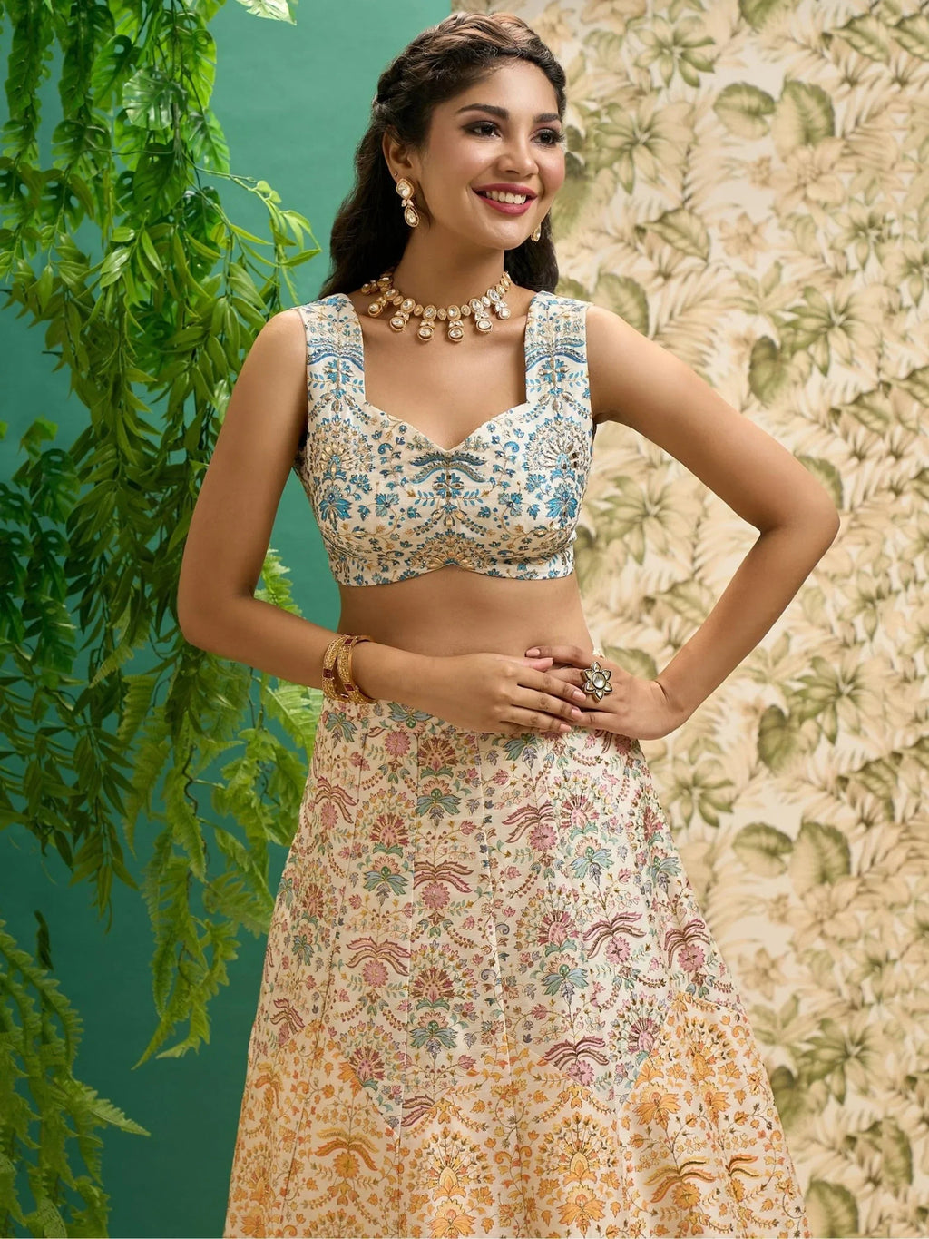 Beautiful Multi Color Digital Printed Art Silk Event Wear Lehenga Choli