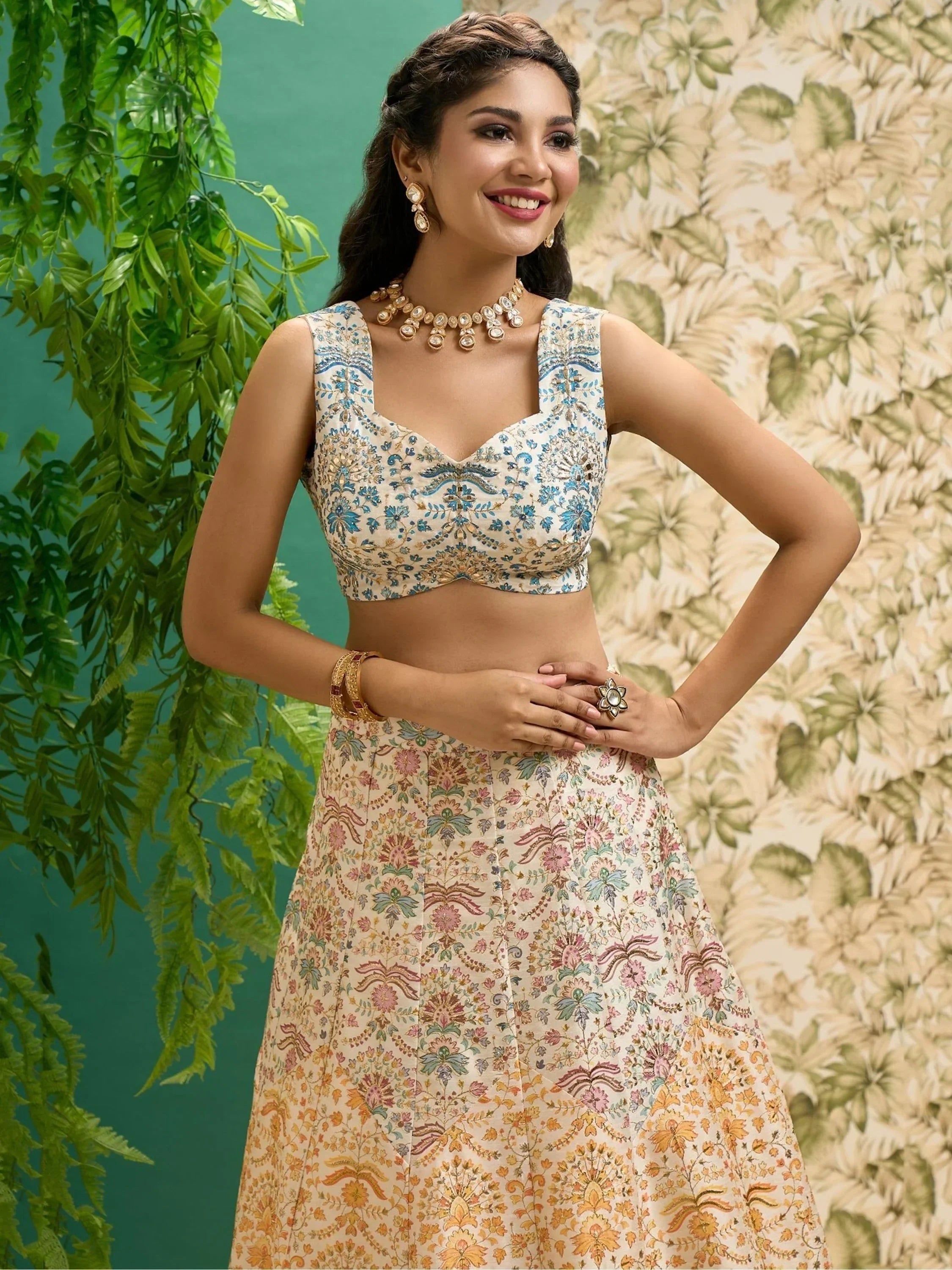 Beautiful Multi Color Digital Printed Art Silk Event Wear Lehenga Choli