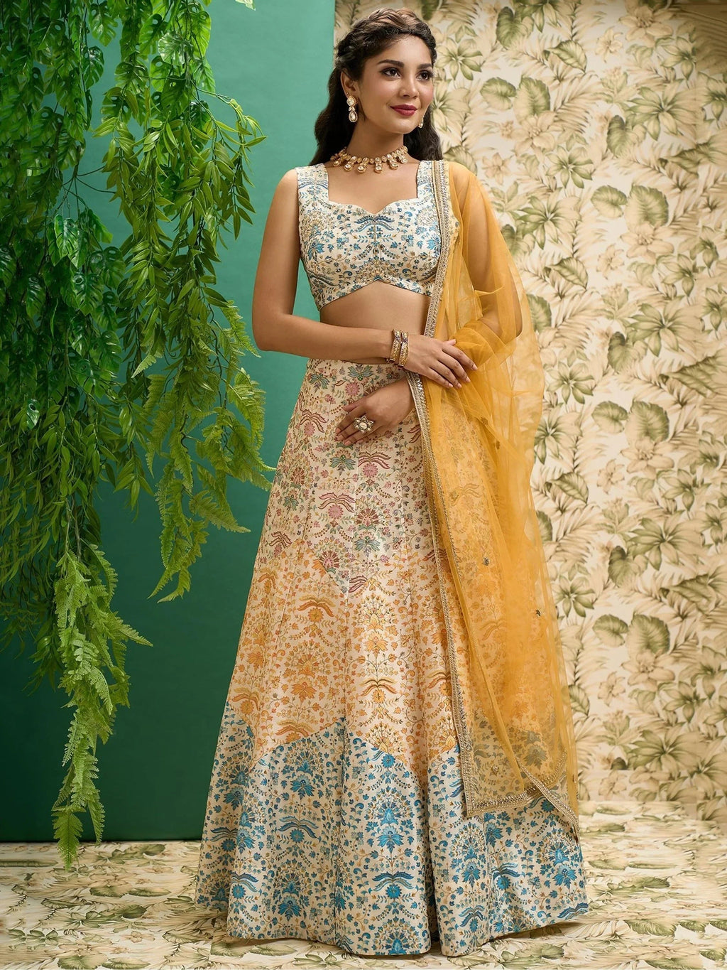 Beautiful Multi Color Digital Printed Art Silk Event Wear Lehenga Choli