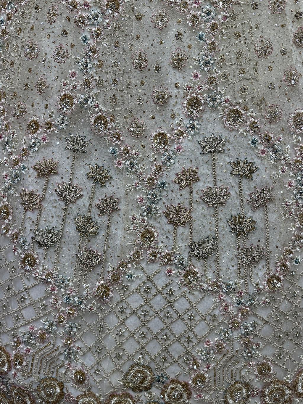 Off White Wonderful Zircon Work Net Bridesmaid Lehenga Choli With Dupatta