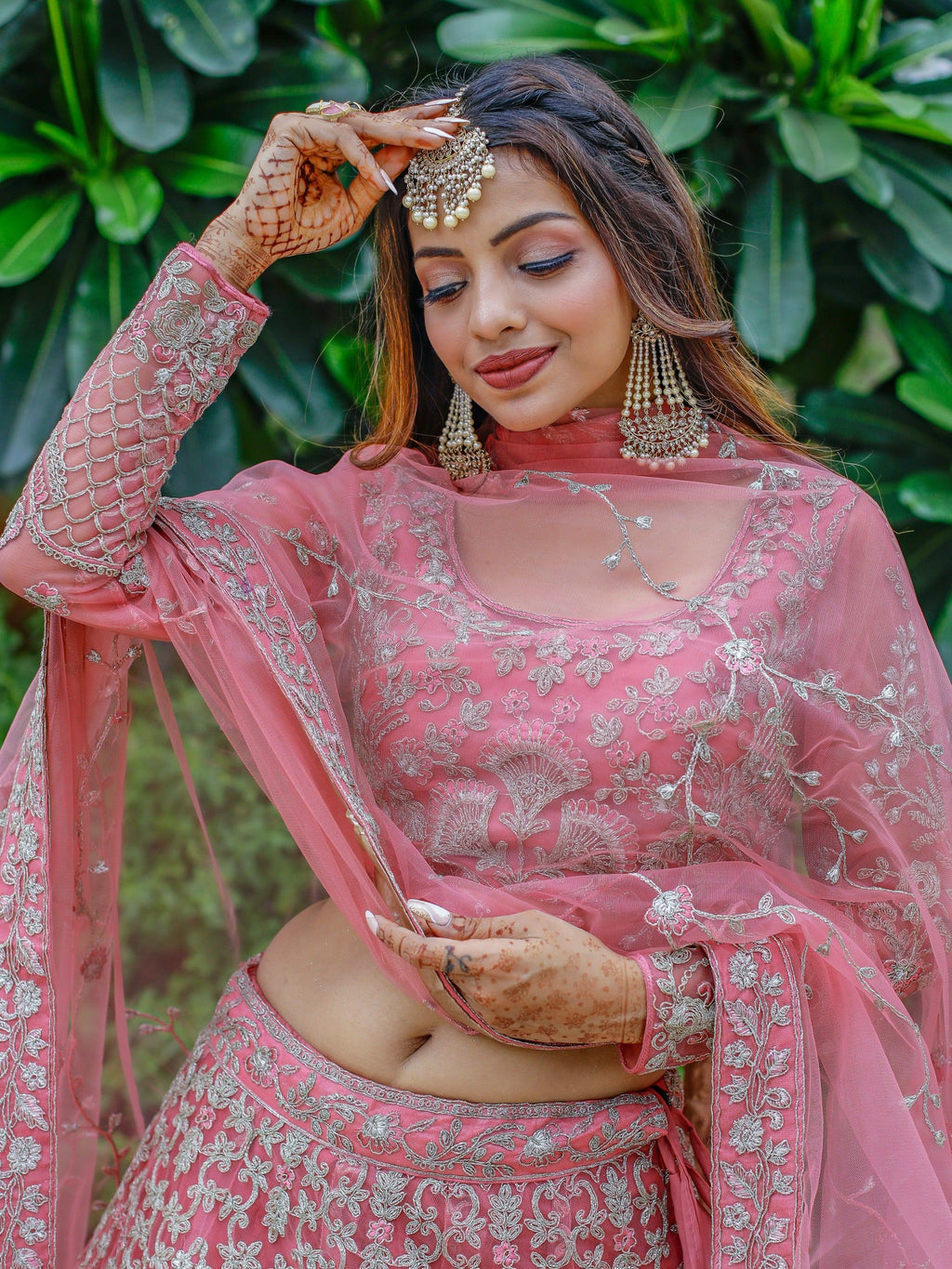 Beautiful Pink Dori Work Soft Net Ceremony Wear Lehenga Choli