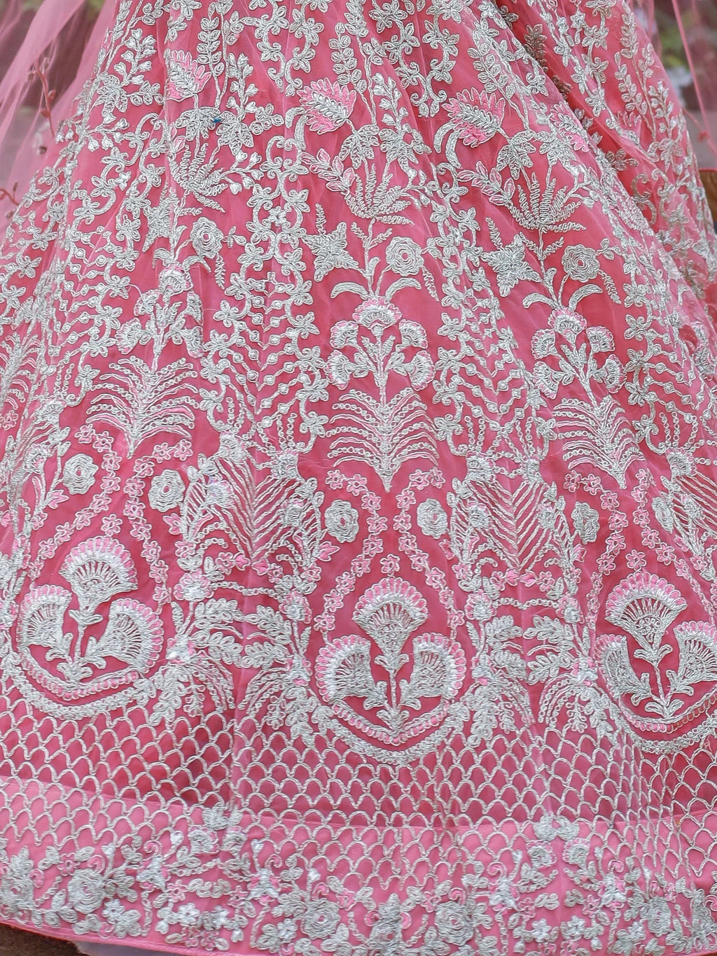 Beautiful Pink Dori Work Soft Net Ceremony Wear Lehenga Choli