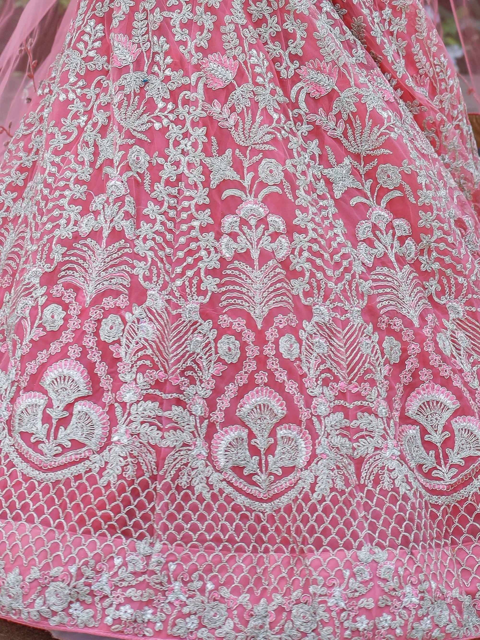 Beautiful Pink Dori Work Soft Net Ceremony Wear Lehenga Choli