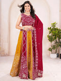 Beautiful Red Silk Sequins Embroidered Wedding Wear Lehenga Choli