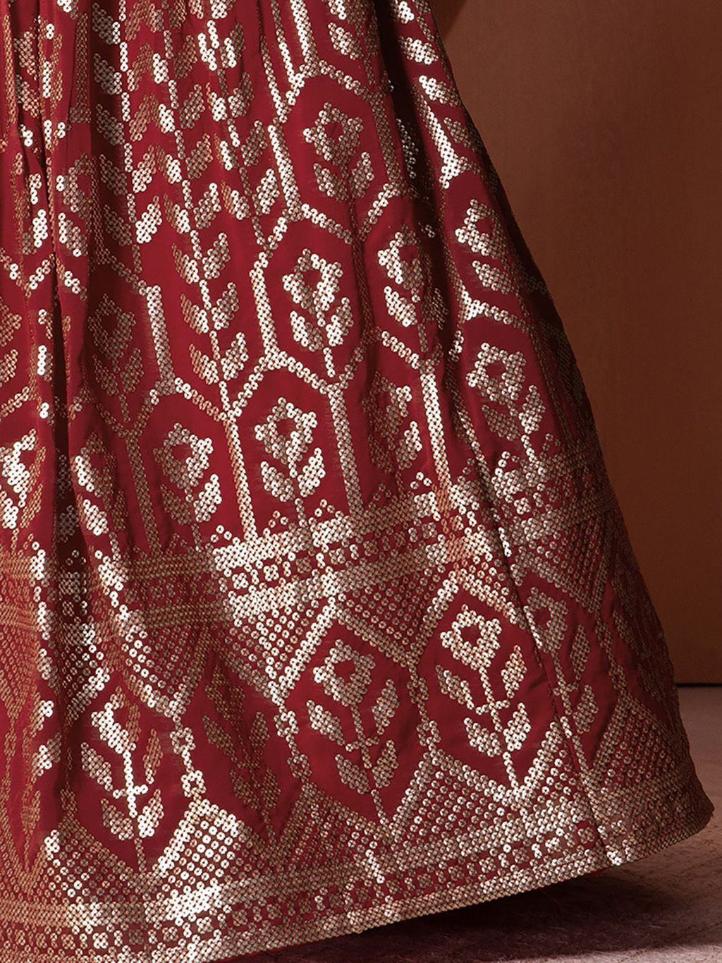 Bewitching Maroon Sequins Georgette Wedding Wear Lehenga Choli