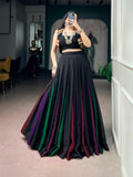 Black Georgette Navratri Lehenga Choli with Gamthi Work Koti