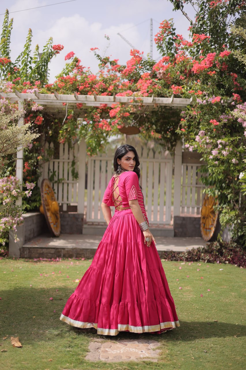 Kora Cotton Navratri Lehenga Choli with Kutchi Patchwork