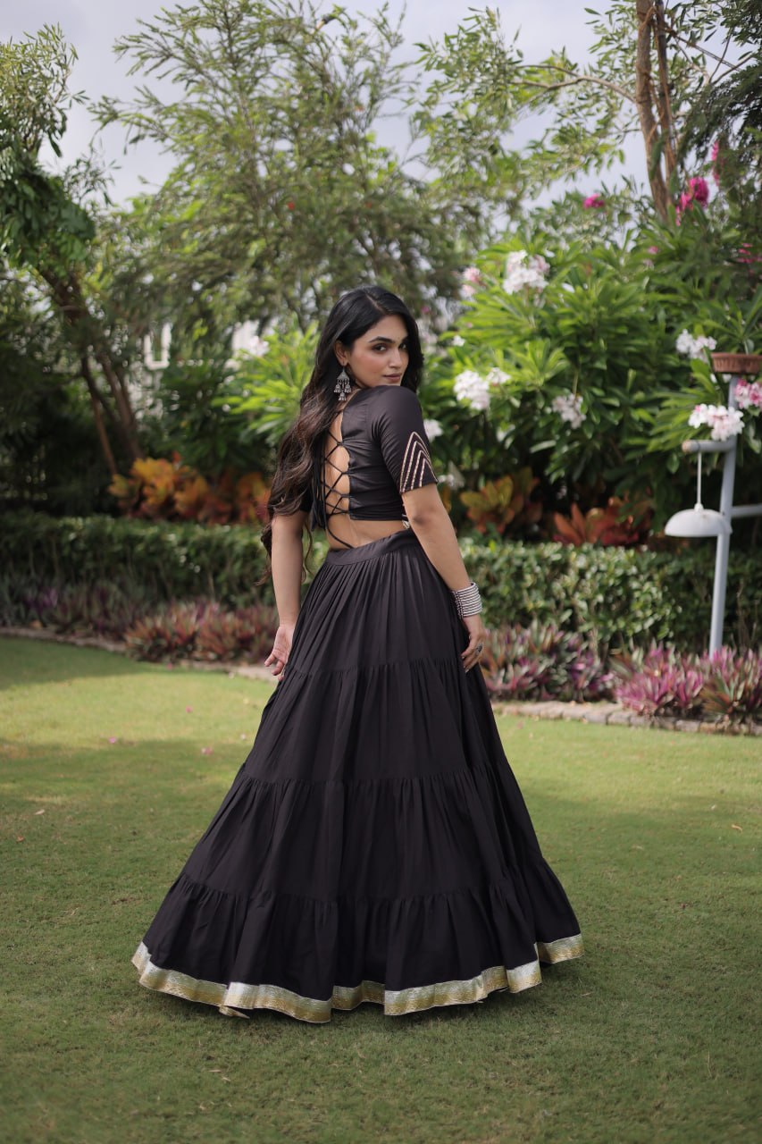 Kora Cotton Navratri Lehenga Choli with Kutchi Patchwork