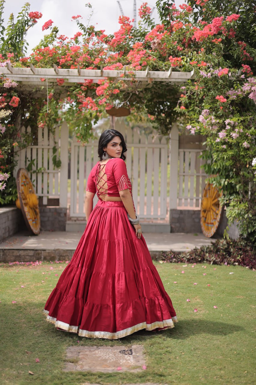 Kora Cotton Navratri Lehenga Choli with Kutchi Patchwork