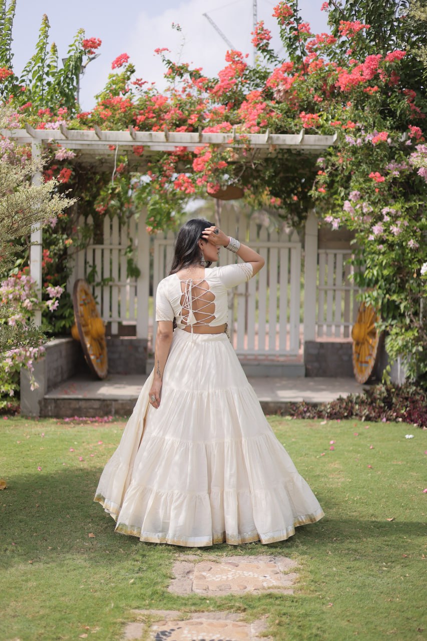 Kora Cotton Navratri Lehenga Choli with Kutchi Patchwork