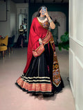 Black Navratri Special Black Rayon Lehenga Choli with Kutchi Embroidery