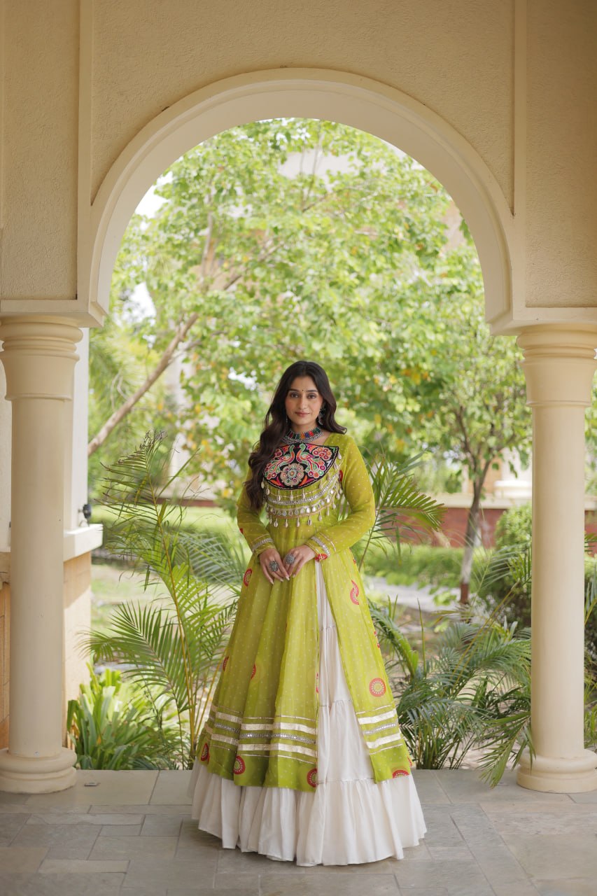 Navratri Special Kora Cotton Lehenga with Bandhani Print Kurti