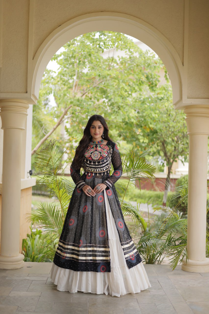 Navratri Special Kora Cotton Lehenga with Bandhani Print Kurti