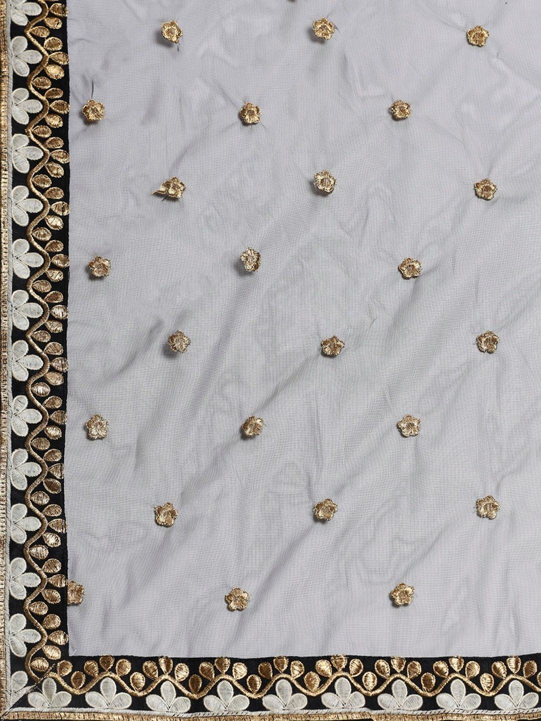 Black & White Solid Semi-Stitched Myntra Lehenga & Unstitched Blouse with Dupatta