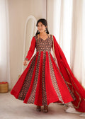 Blooming Georgette Kali Gown with Embroidered Mall-Berry