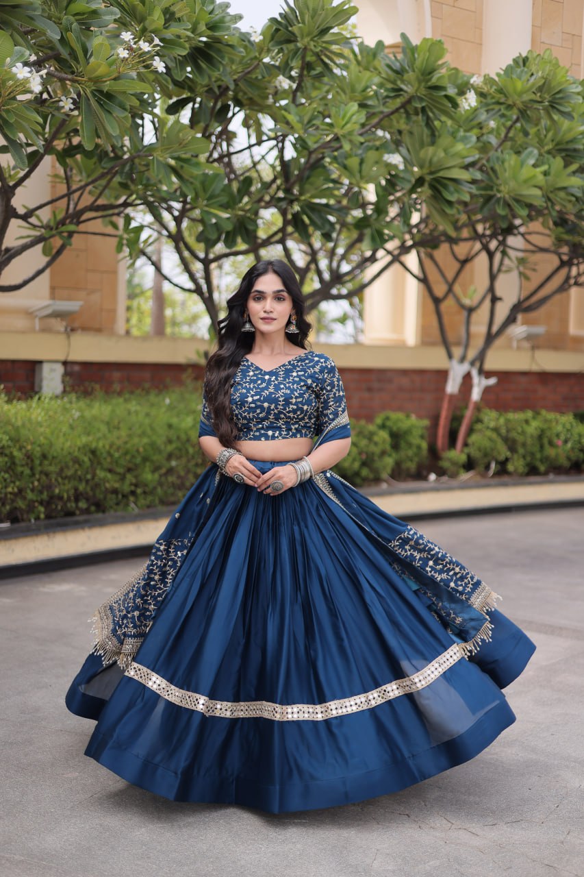 Glory Satin Embroidered Zari Sequins Work Lehenga Choli