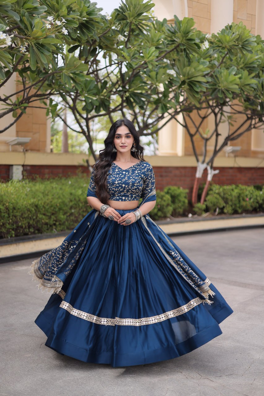 Glory Satin Embroidered Zari Sequins Work Lehenga Choli