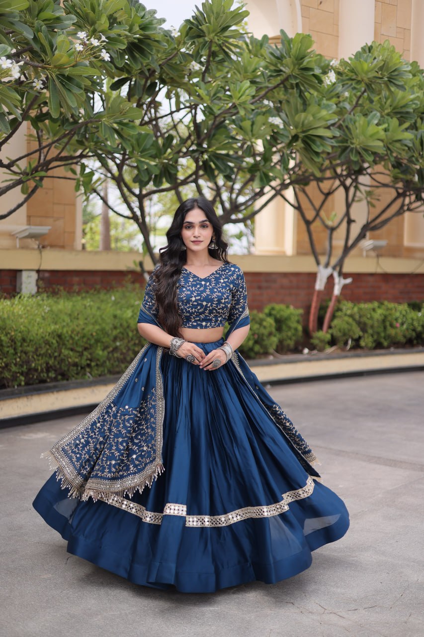 Glory Satin Embroidered Zari Sequins Work Lehenga Choli