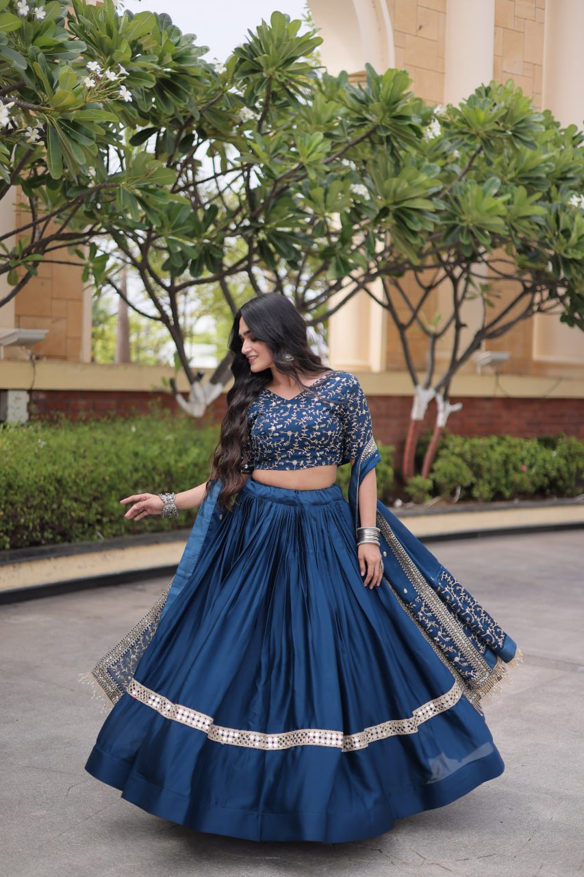 Glory Satin Embroidered Zari Sequins Work Lehenga Choli