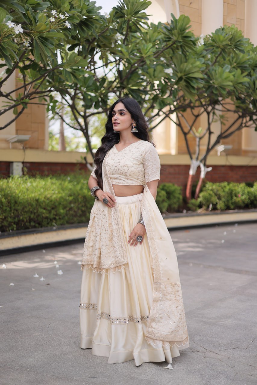 Glory Satin Embroidered Zari Sequins Work Lehenga Choli