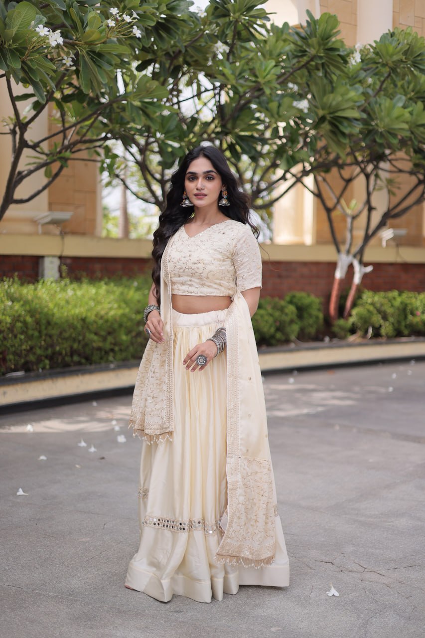 Glory Satin Embroidered Zari Sequins Work Lehenga Choli