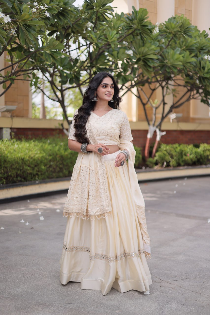 Glory Satin Embroidered Zari Sequins Work Lehenga Choli