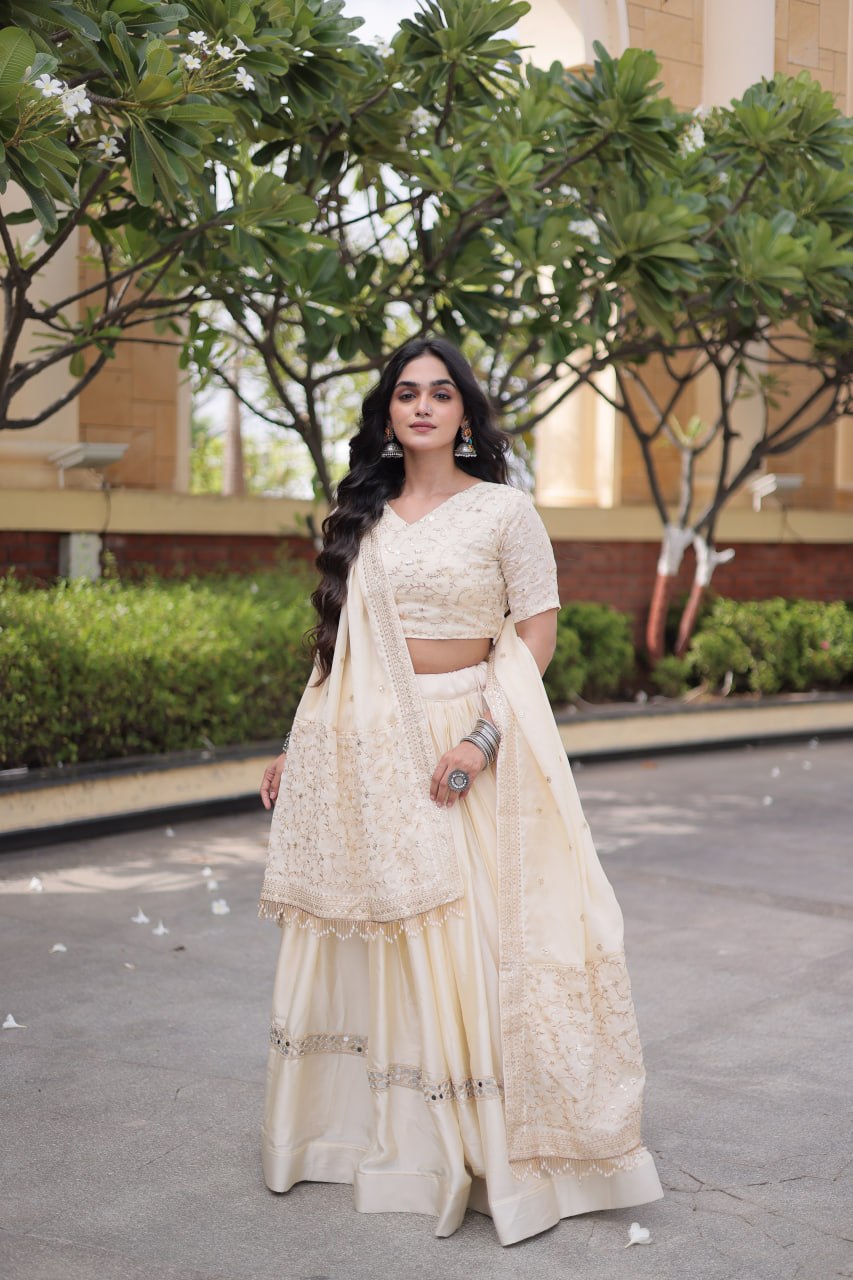 Glory Satin Embroidered Zari Sequins Work Lehenga Choli