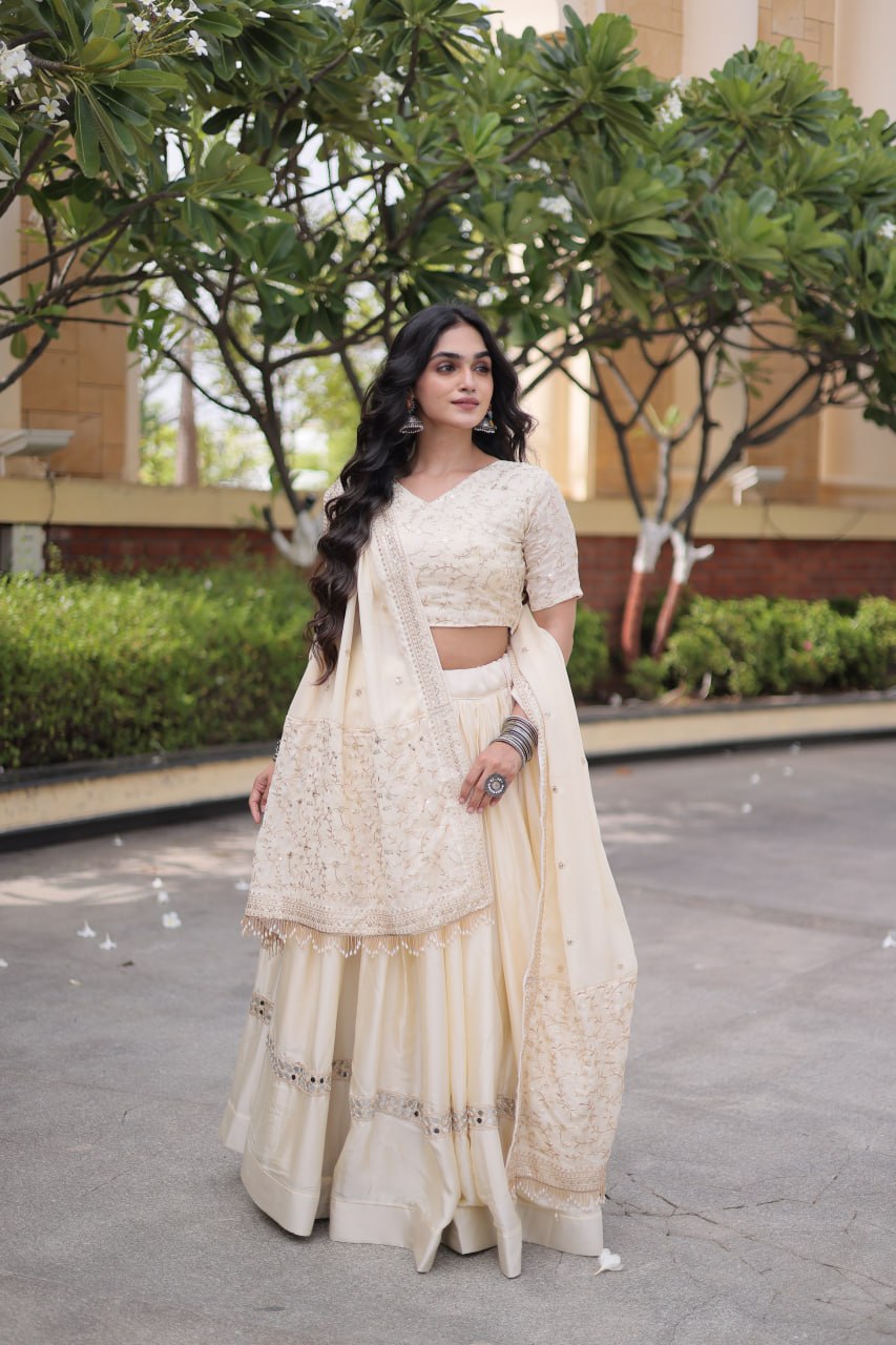 Glory Satin Embroidered Zari Sequins Work Lehenga Choli