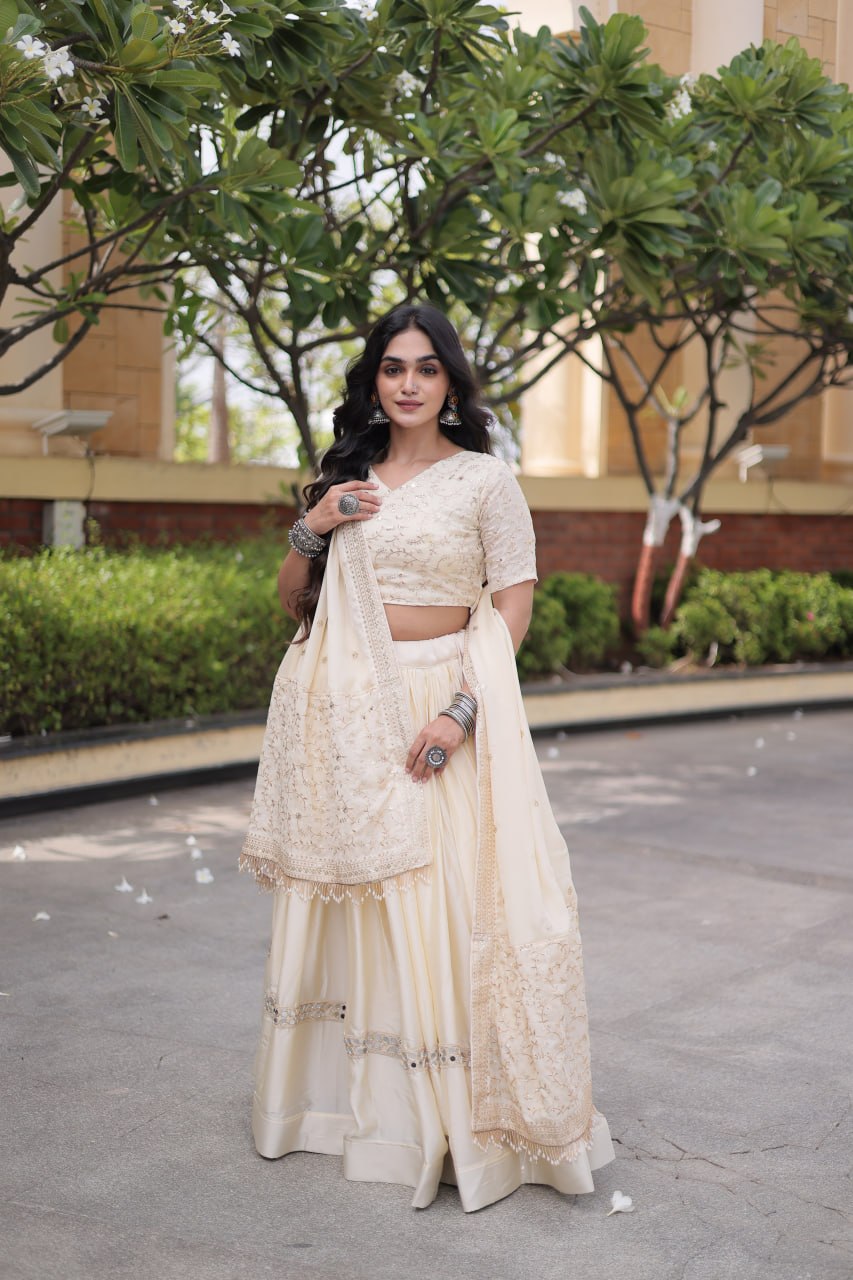 Glory Satin Embroidered Zari Sequins Work Lehenga Choli