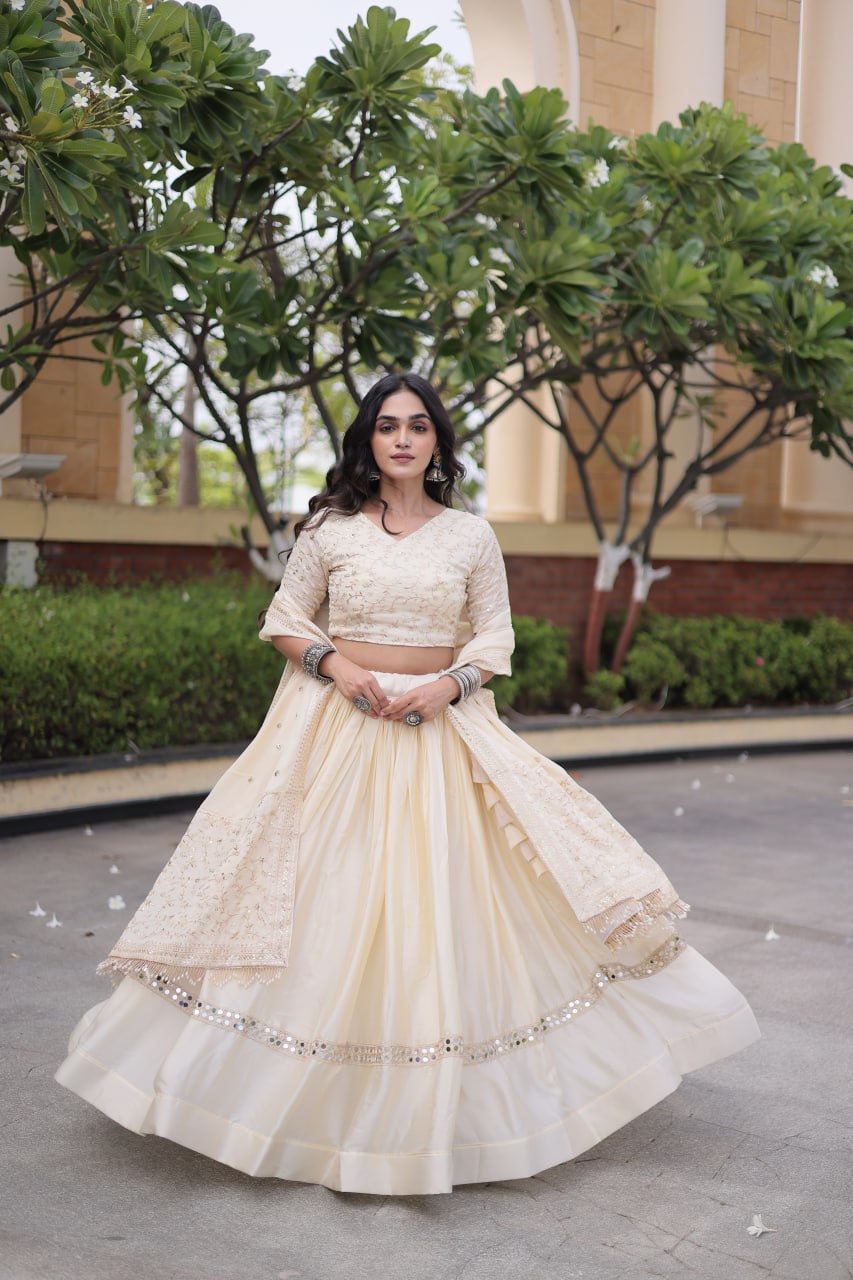 Glory Satin Embroidered Zari Sequins Work Lehenga Choli
