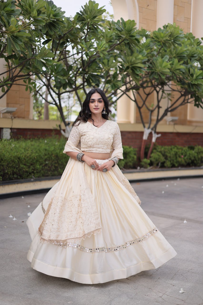 Glory Satin Embroidered Zari Sequins Work Lehenga Choli
