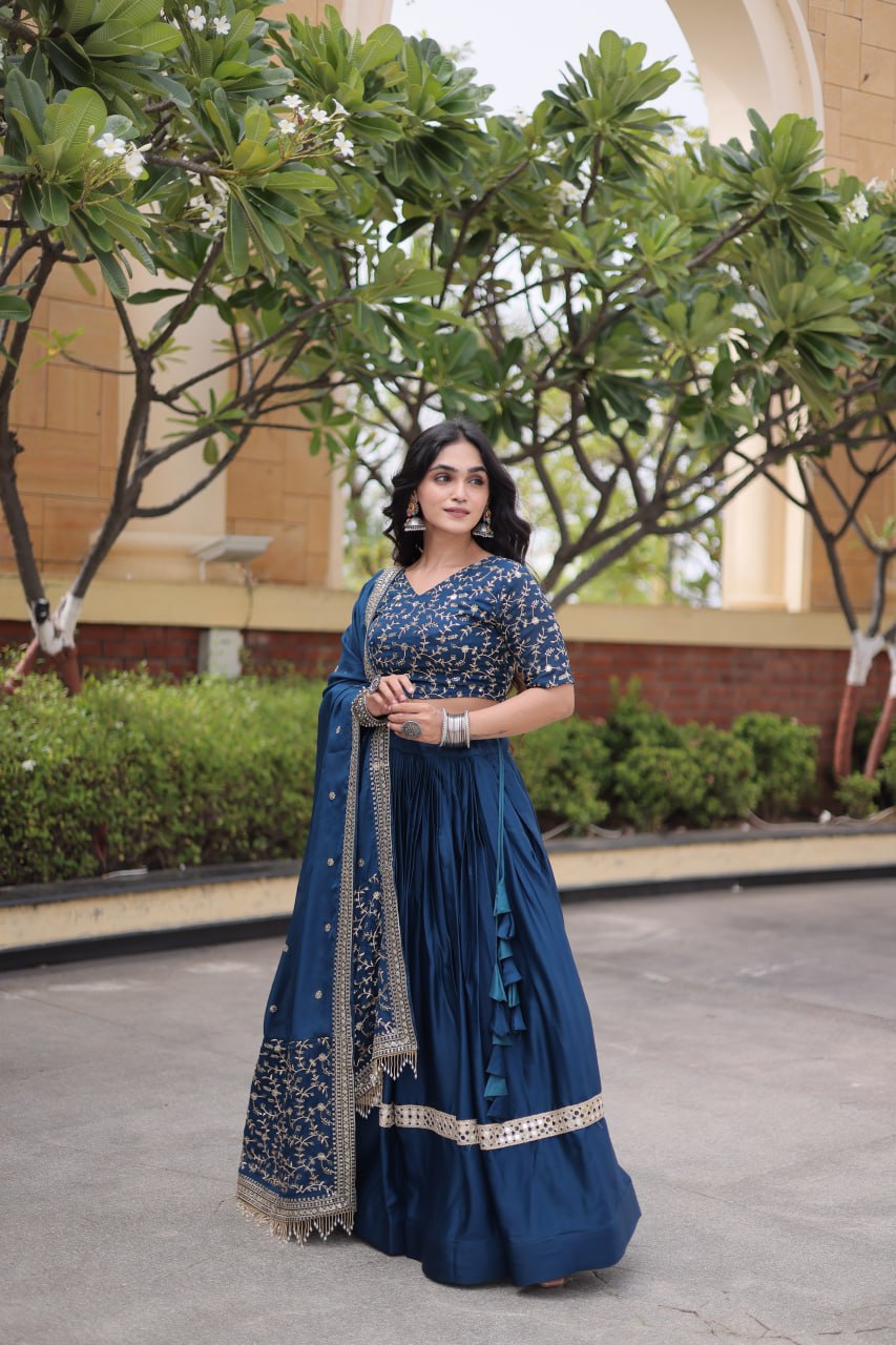 Glory Satin Embroidered Zari Sequins Work Lehenga Choli
