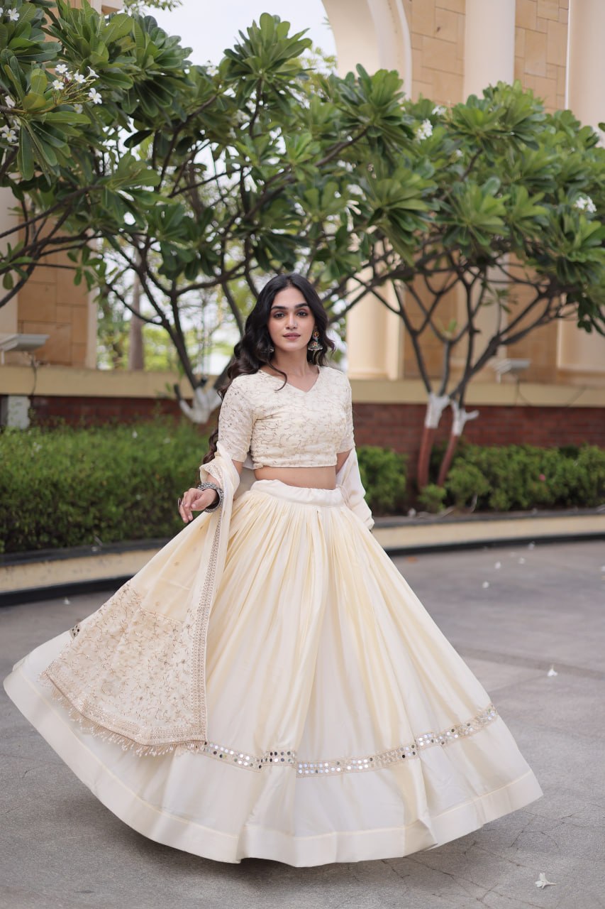 Glory Satin Embroidered Zari Sequins Work Lehenga Choli