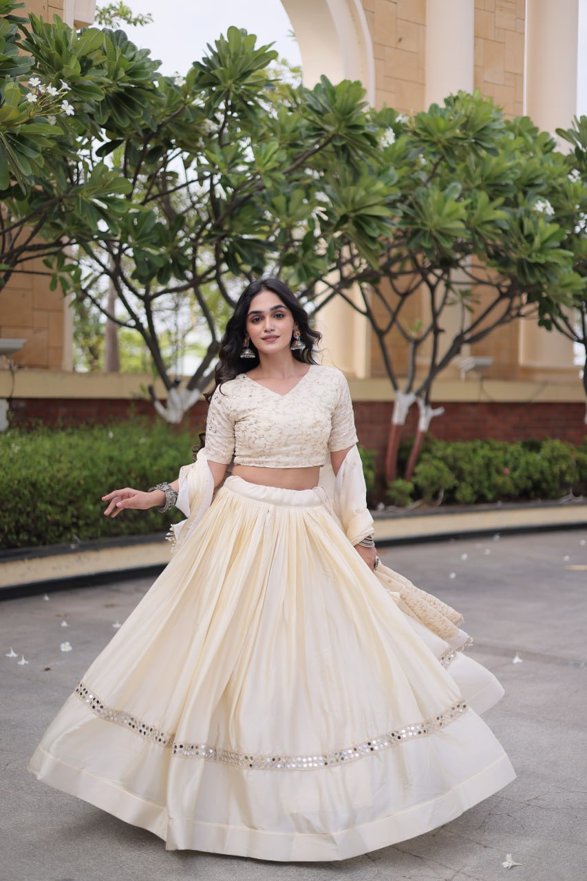 Glory Satin Embroidered Zari Sequins Work Lehenga Choli